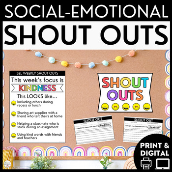 Preview of SEL Student Shout Out Cards - Community Building Bulletin Board