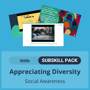 Preview of SEL Subskill Pack: 'Appreciating Diversity' Pack for Middle (6-9)