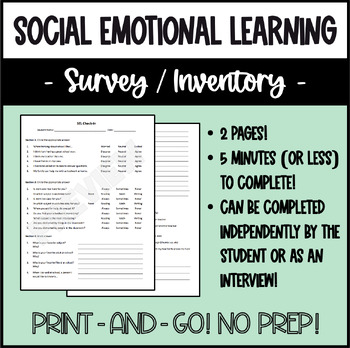 Preview of SEL Survey - Social Emotional Learning - Interest Inventory