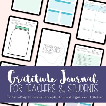 Preview of SEL Teacher Student Gratitude Journal Pages Worksheets Printables