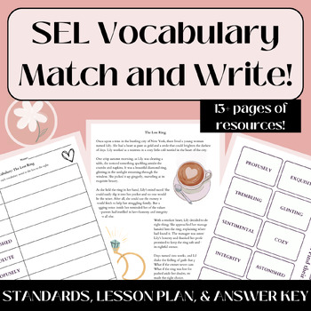 Preview of SEL Vocabulary Match and Write - Honesty - Matching Cards - Worksheet