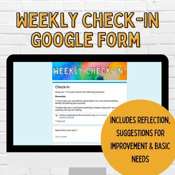 Preview of SEL Weekly Check-In Google Form
