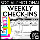 SEL Weekly Check In Reflection Sheets & Social Emotional L