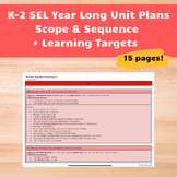 SEL Year Long Unit Plans Scope & Sequence + Learning Targets K-2
