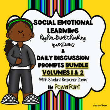 Preview of Social Emotinal Learing prompts BUNDLE in PowerPoint volumes 1 & 2 character ed