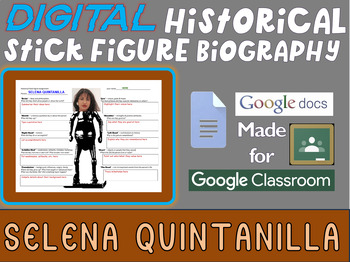 Preview of SELENA QUINTANILLA Digital Historical Stick Figure Biographies  (MINI BIO)