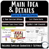 SELF-CHECKING Main Idea & Details Task Card Sort | DIFFERE