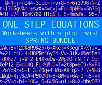 Preview of SELF GRADED ONE STEP EQUATIONS - SPRING BUNDLE