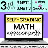 SELF-GRADING 3rd Grade Place Value Quizzes 3.NBT.1-3.NBT.3