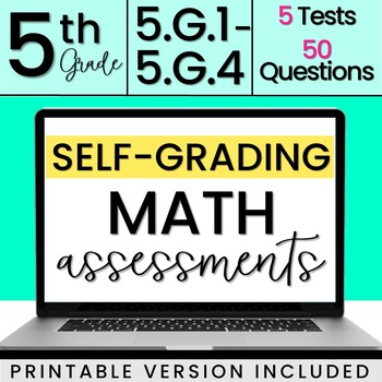 Preview of SELF-GRADING 5th Grade Geometry Quizzes 5.G.1-5.G.4 [DIGITAL + PRINTABLE]
