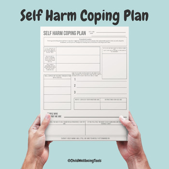 Preview of SELF HARM Coping Plan Support Help Plan DIGITAL self harm coping plan parent cou