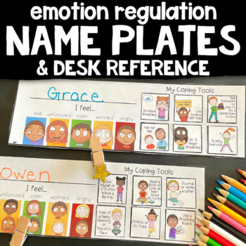 Preview of SELF-REGULATION DESK NAME TAGS: Feeling Zones Check-In & Coping Tools Name Plate