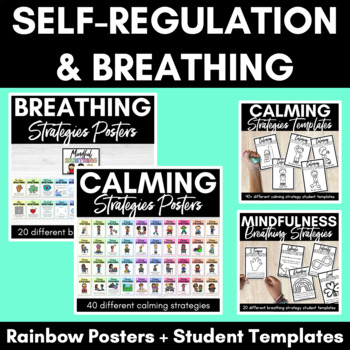 Preview of SELF REGULATION Calming & Breathing Strategies - Mindfulness Rainbow Bundle