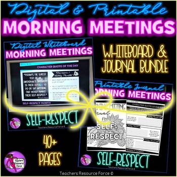 Preview of SELF-RESPECT Social Emotional Learning Character Ed Morning Meeting BUNDLE