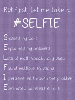 SELFIE Anchor Chart (Acronym for Checking Work in Math) | TpT