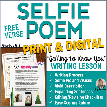 Preview of SELFIE Free Verse Poem - Back to School Writing - Print & DIGITAL