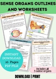 SENSE ORGANS OUTLINES AND WORKSHEETS FOR TEACHERS AND STUDENTS