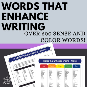 Preview of SENSORY and COLOR Synonyms Words List - Over 600 Descriptive Words for Writing