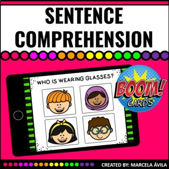 Preview of Sentence Comprehension Boom Cards™ Distance Learning Language