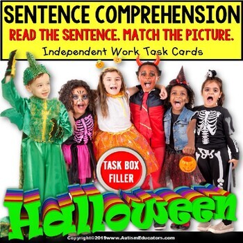 Preview of SENTENCE COMPREHENSION Which Halloween Costume Task Box Filler for Autism