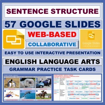 Preview of SENTENCE KINDS BY STRUCTURE: 57 GOOGLE SLIDES