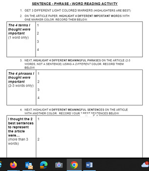 Preview of SENTENCE PHRASE WORD READING TEMPLATE ACTIVITY