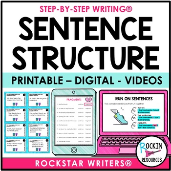 Preview of SENTENCE WRITING - SENTENCE STRUCTURE - COMPLETE SENTENCES - FRAGMENTS -RUN-ONS