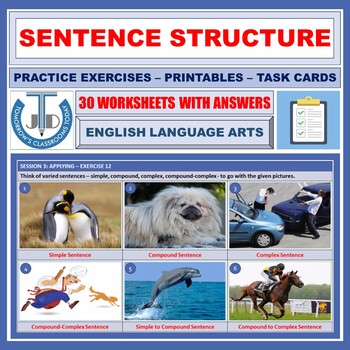 Preview of SENTENCE KINDS BY STRUCTURE: 30 WORKSHEETS WITH ANSWERS