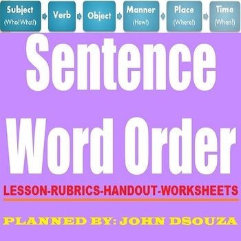 Preview of SENTENCE WORD ORDER LESSON AND RESOURCES