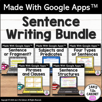 Preview of SENTENCE WRITING BUNDLE Interactive Google Apps Lessons and Practice