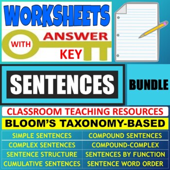 Preview of SENTENCES: WORKSHEETS WITH ANSWERS - BUNDLE
