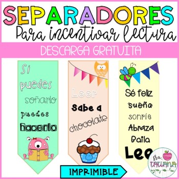 Preview of Separadores para Libros | Bookmarks in Spanish | Free