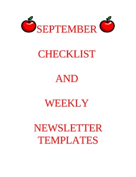 Preview of SEPTEMBER CHECKLIST AND WEEKLY NEWSLETTER TEMPLATES