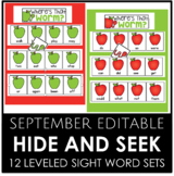 SEPTEMBER EDITABLE - Hide and Seek 12 Different Sight Word Sets