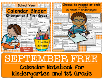 Preview of SEPTEMBER FREE Student Calendar Notebook 2023-2024: Handwriting & Math