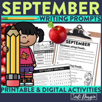 Preview of SEPTEMBER JOURNAL PROMPTS writing activities seasonal writing packet rubric
