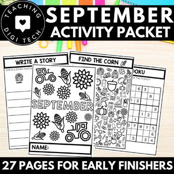 Preview of SEPTEMBER Morning Work | Early Finisher Independent Activity Packet | Finishers