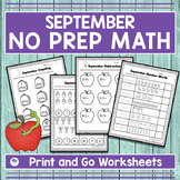 September Math Worksheets | No Prep For Kindergarten And F