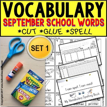 Preview of SEPTEMBER Vocabulary Fine Motor Worksheets for Special Education