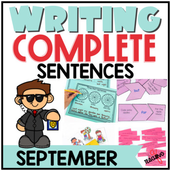 Preview of Complete Sentences Worksheets, Gamified Writing Lesson, September, 2nd 3rd
