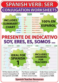 SER - Spanish Verb Conjugation Worksheets - Present Tense by Woodward ...