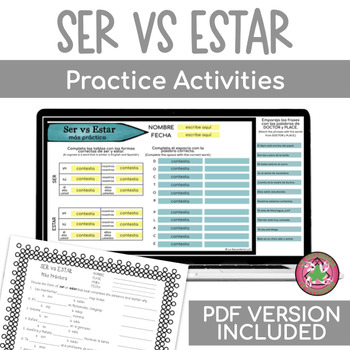 Preview of SER vs ESTAR Practice Activities Digital + PRINT 