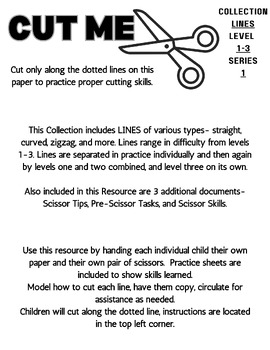 Preview of SERIES1 Scissors Cutting | Lines, Shapes, Letters, Numbers, Tips, Tasks, Skills