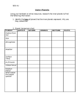 Preview of SES 4U_ Unit 2_ Solar System_ Lesson 12_ Outer planets lesson