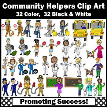 Preview of SET 2 Diversity  Community Helpers Clipart  Bus Driver Fire Fighter Teacher