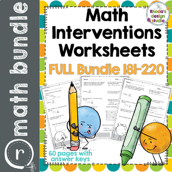 Preview of SET 1: NWEA MAP Prep Math Practice Worksheets RIT Band 180-220 Test Prep