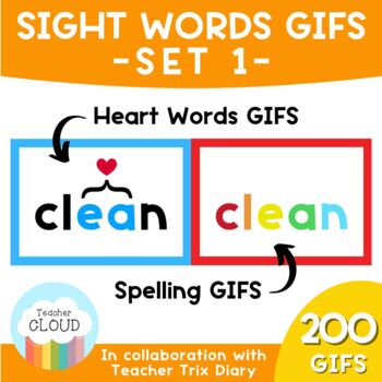 Preview of SET 1 Sight Words GIFS - 100 words
