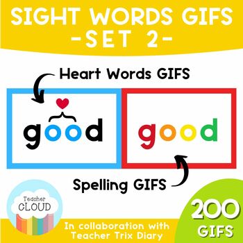 Preview of SET 2 Sight Words GIFS - 100 words