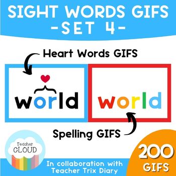 Preview of SET 4 Sight Words GIFS - 100 words