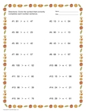SET of 4: Greater/Less Than Comparisons w/ Numbers 10-100.